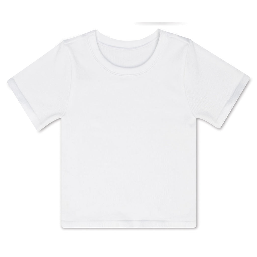 White Ribbed Short Sleeve