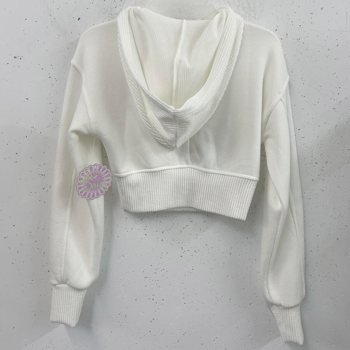 White Crop Hoodie