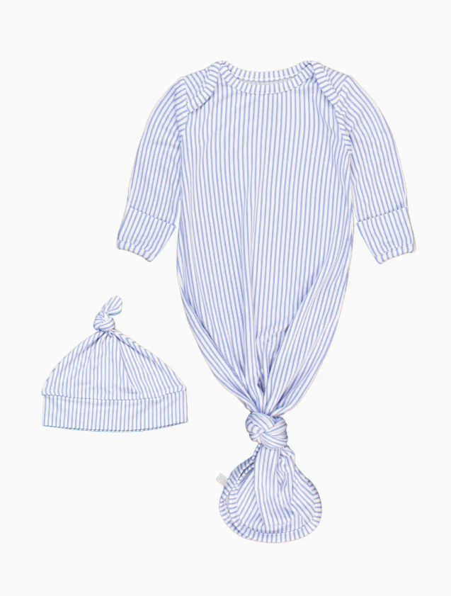 Periwinkle & White Stripe Knot Gown