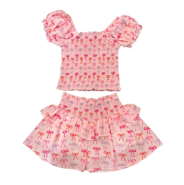 Bow Smocked Skirt Set