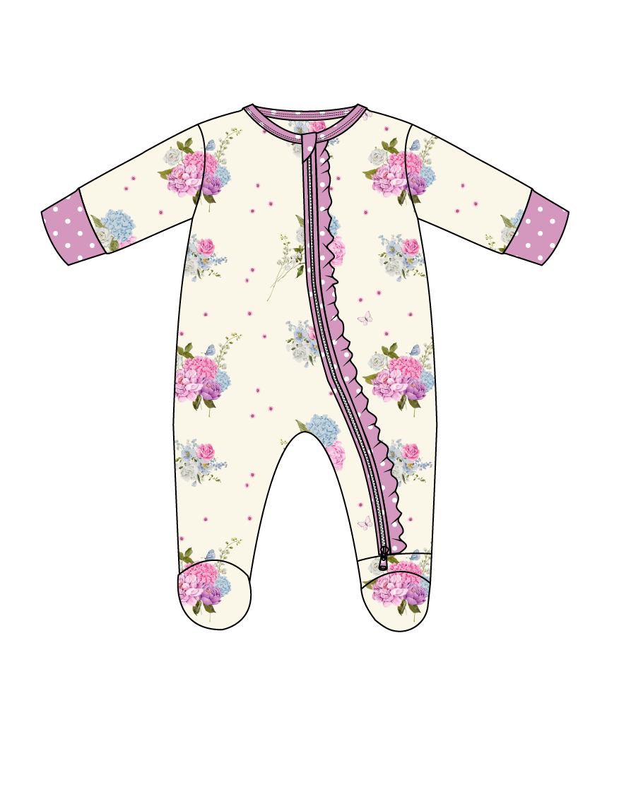 Elsie Ruffled Zipper Footie
