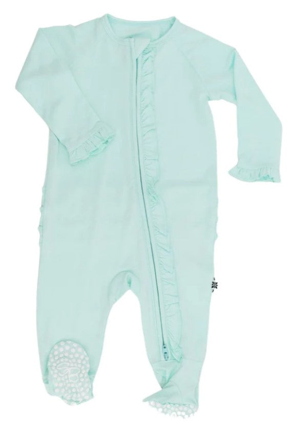 Fair Aqua Ruffle Footie