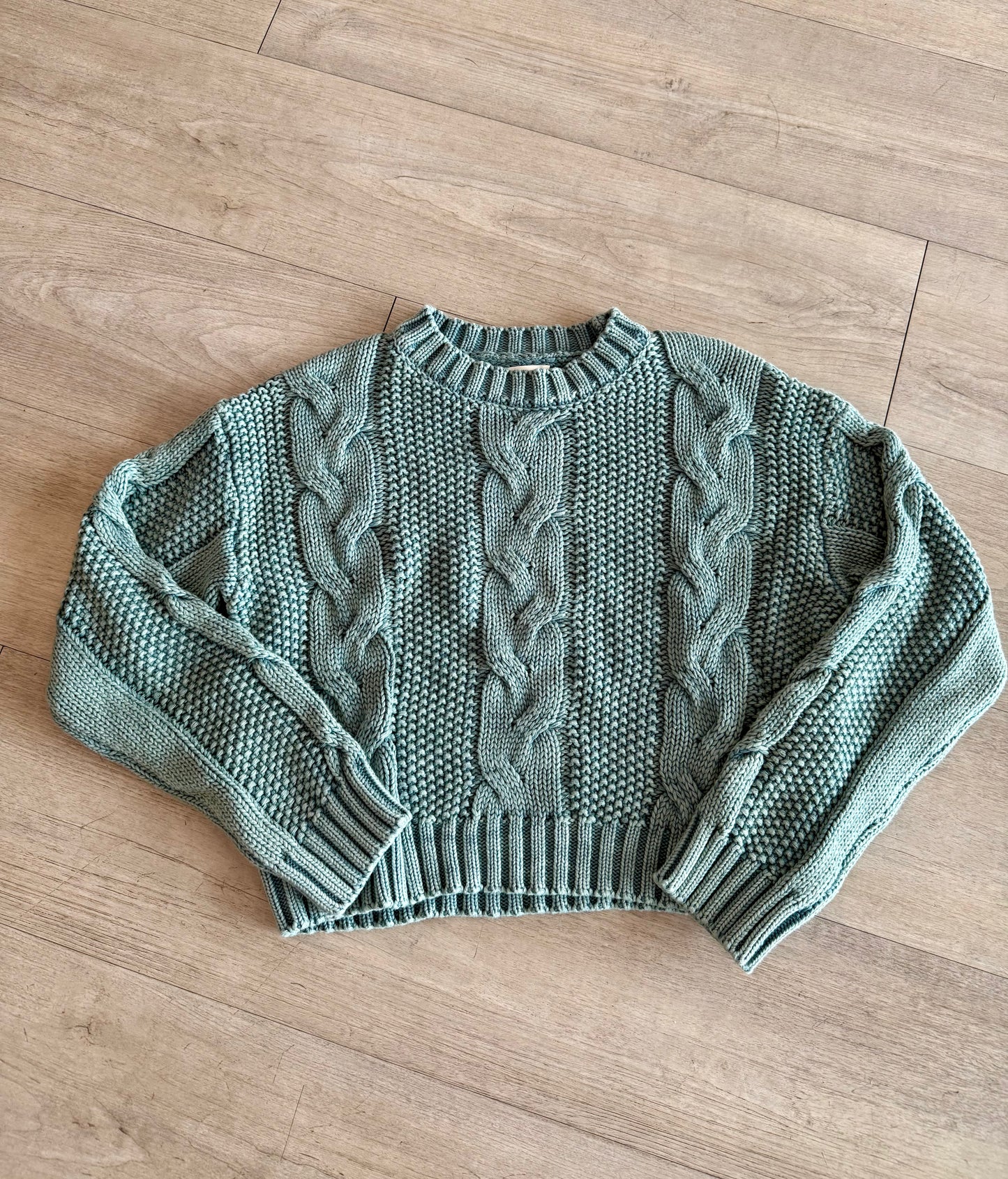 Cable Knit Teal Sweater
