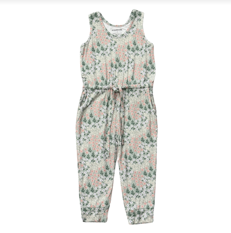 Aqua Grey Floral Romper