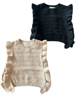 Ruffle Sleeveless Sweater