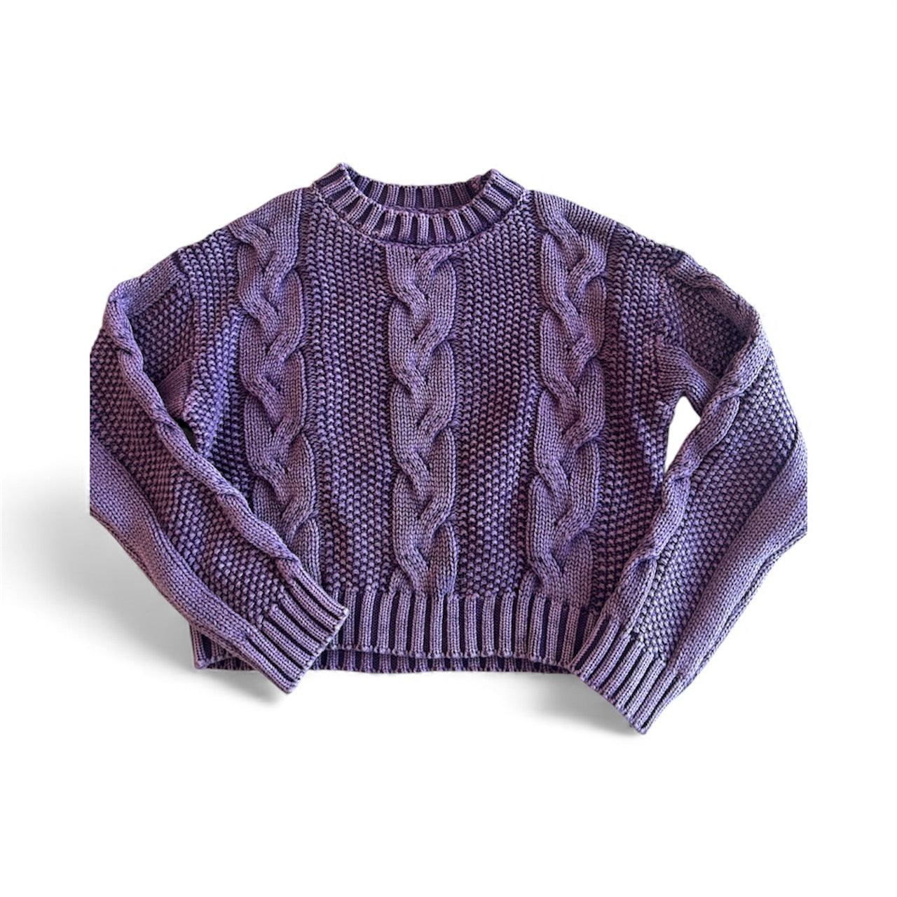 Cable Knit Glazed Plum Sweater
