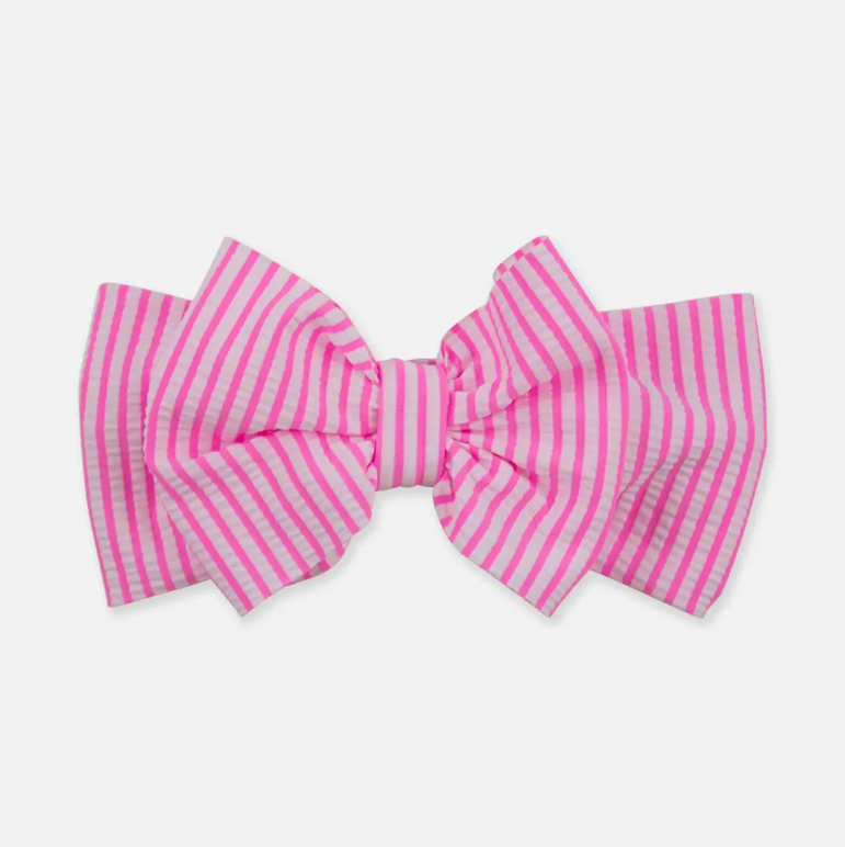 Neon Pink Seersucker Swim Bow Headband