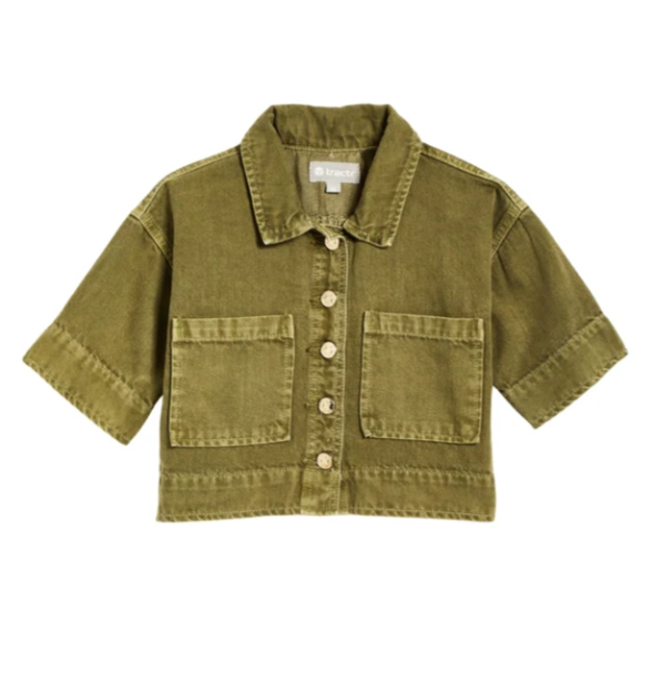 Olive Button Up Top