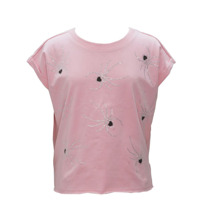 Pink Rhinestone Spider Top