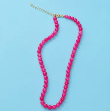 Fuchsia Agate Bead Necklace