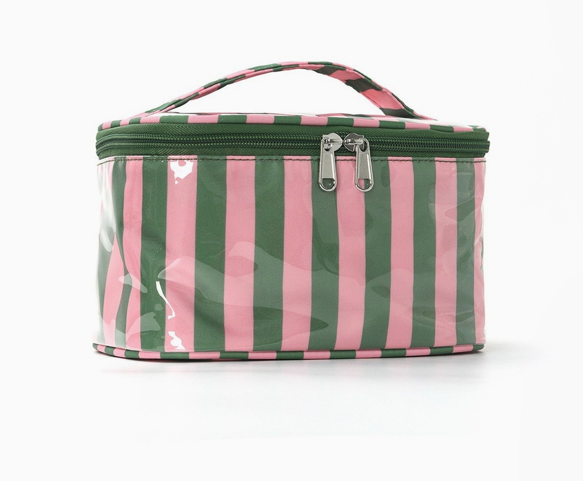 Pink/Green Vinyl Cosmetic Bag