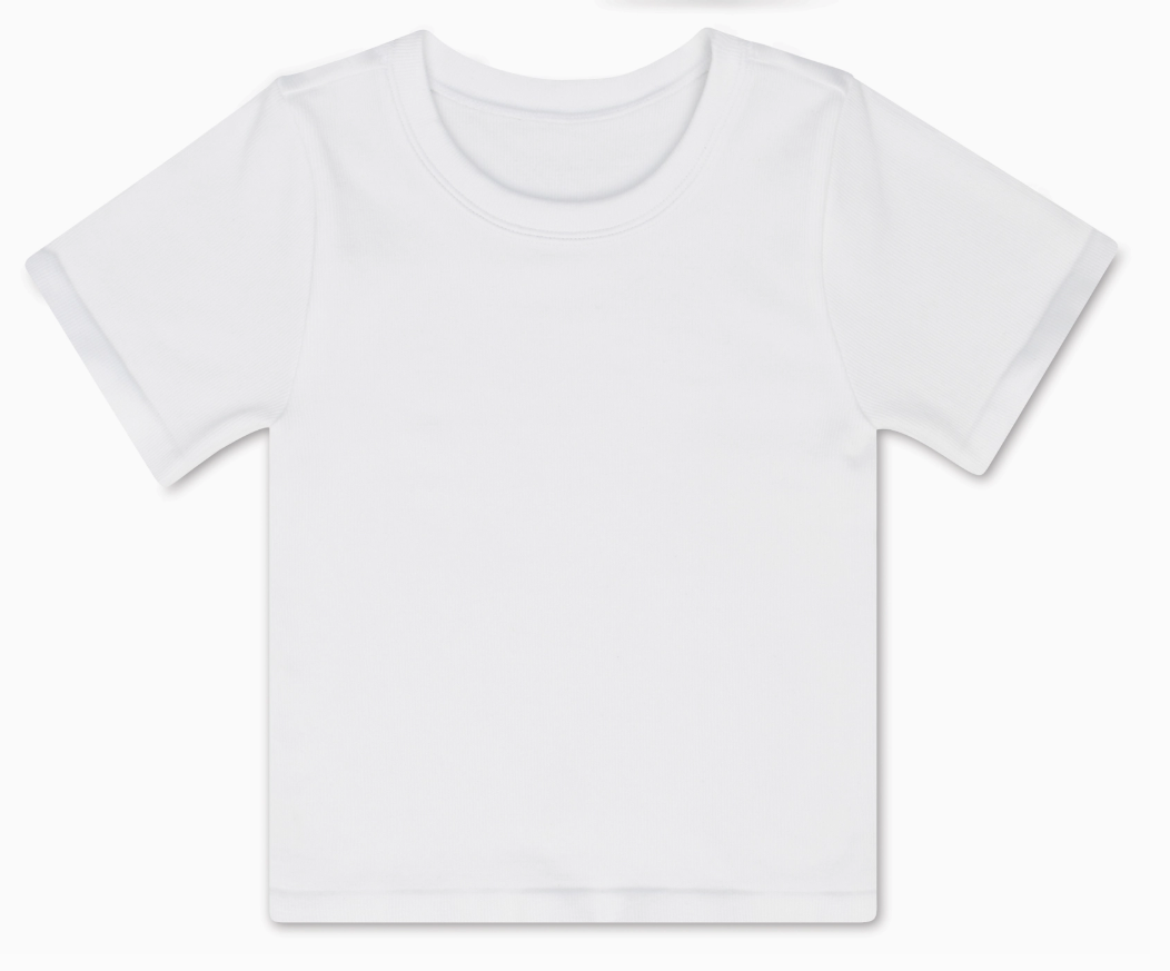 White Ribbed Short Sleeve Tee