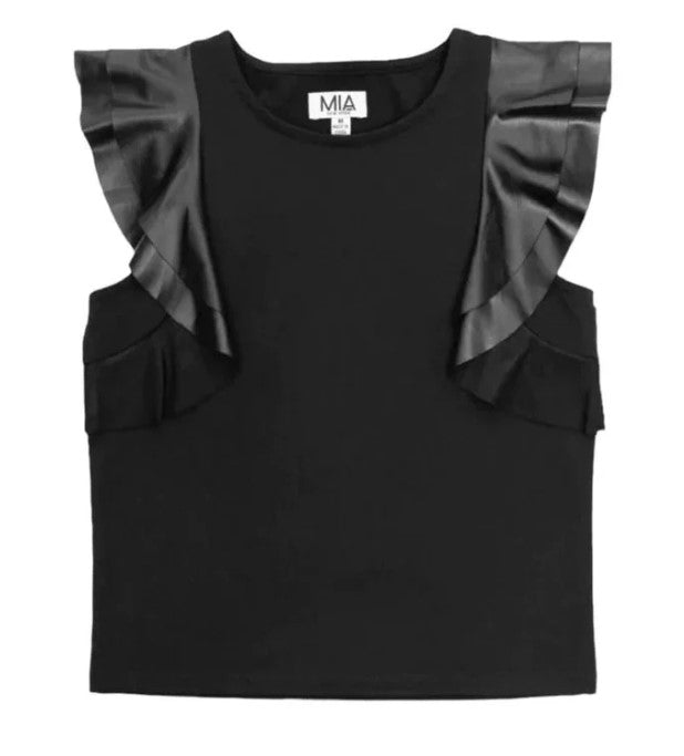 Black Flutter Sleeve Top