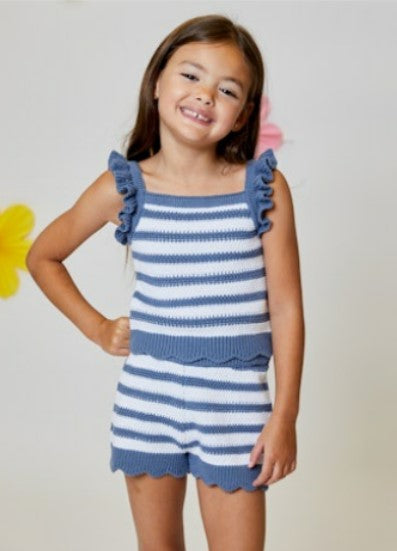 Blue Stripe Sweater Short