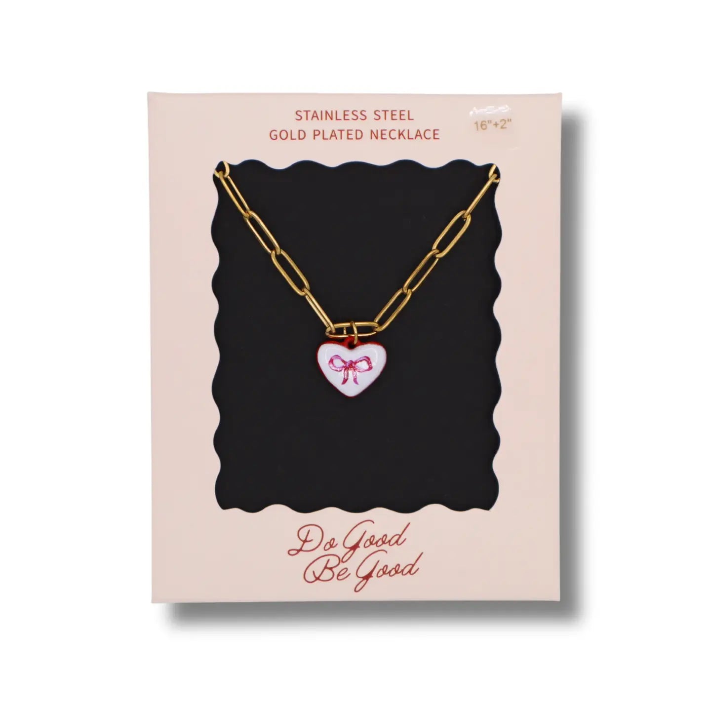 Heart Bow Charm Necklace