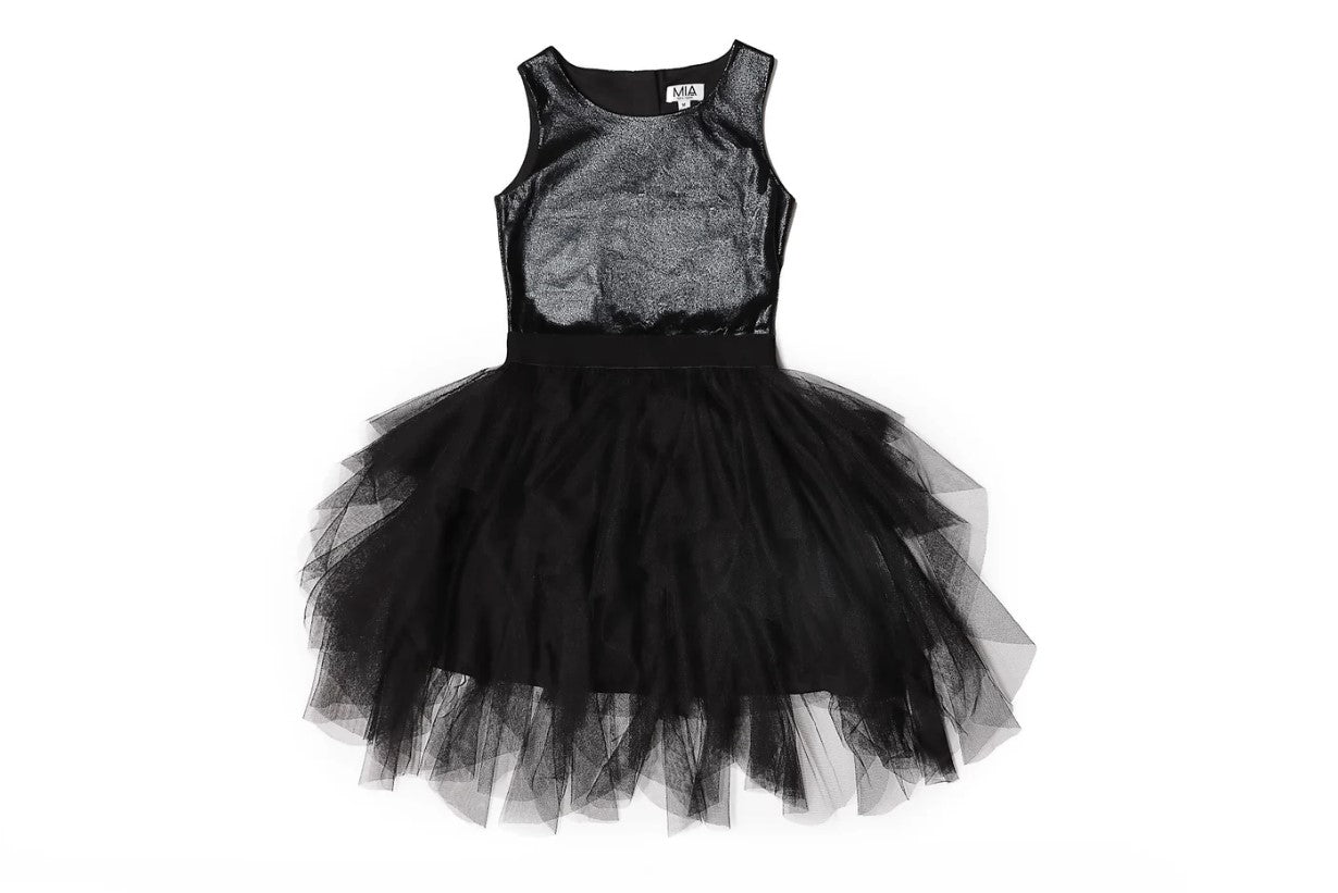 Cascade Black Dress