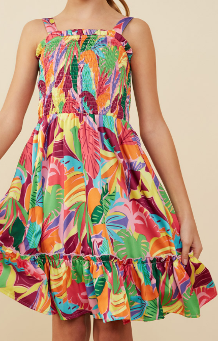Colorful Leaf Print Dress