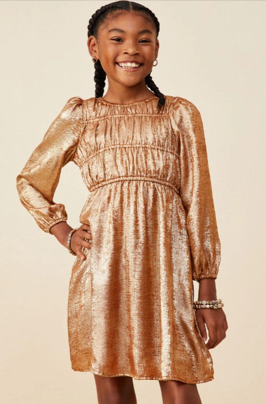 Textured Foil Smocked Dress
