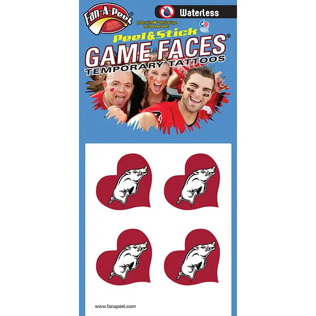 Arkansas Game Face Temporary Tattoos