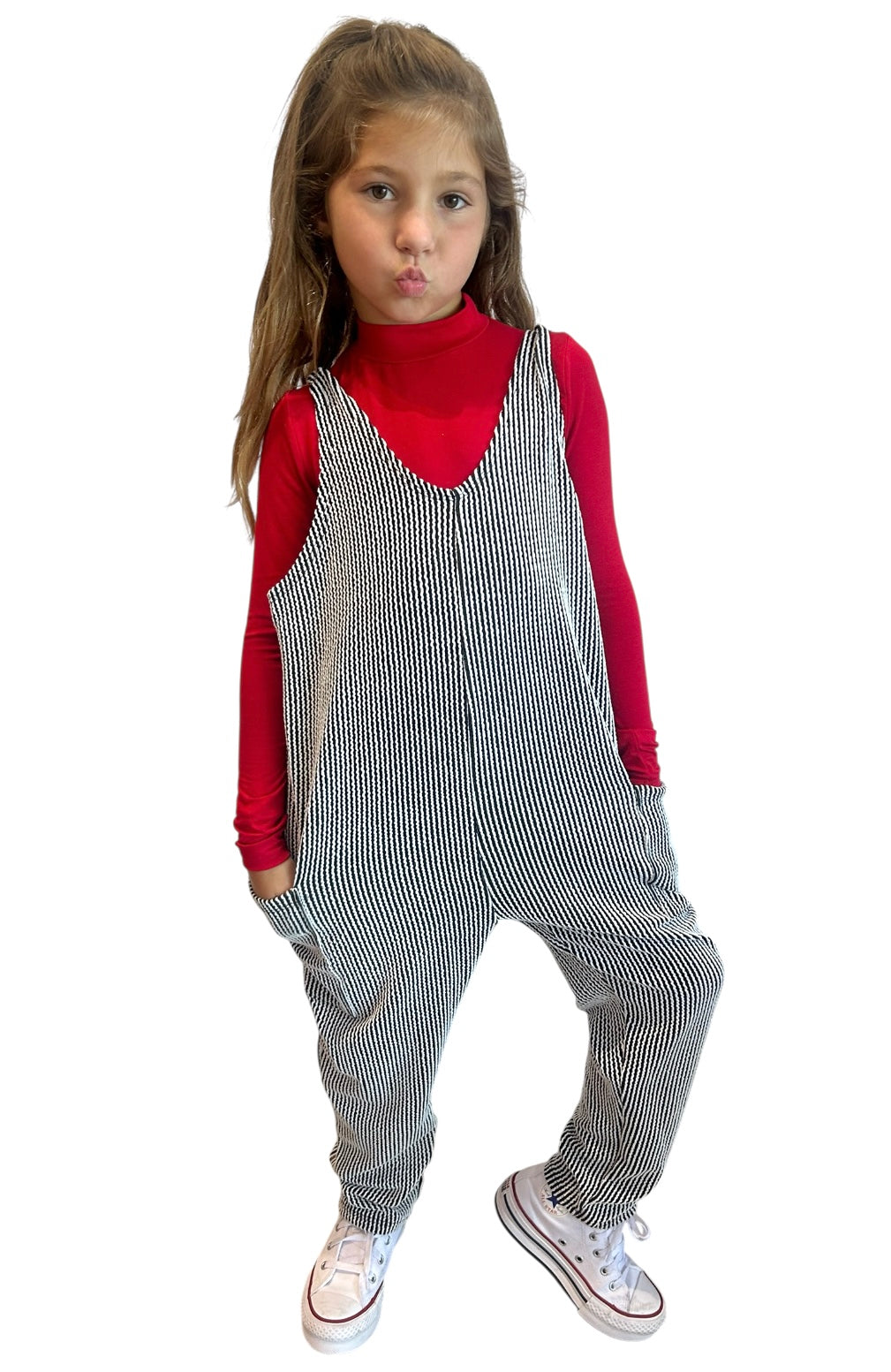 Red Mock Neck L/S Top