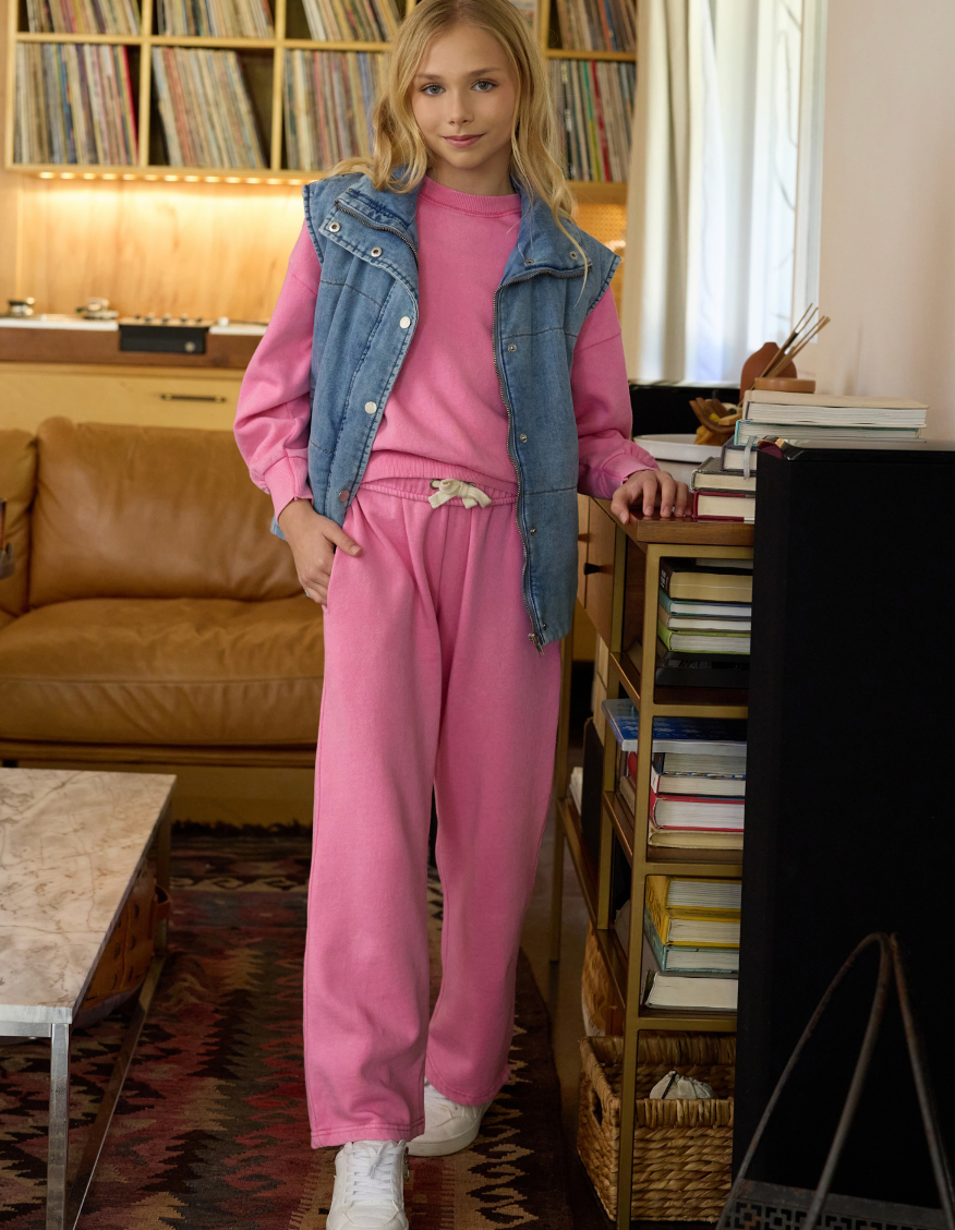 Pink Washed Fleece Sweatpant