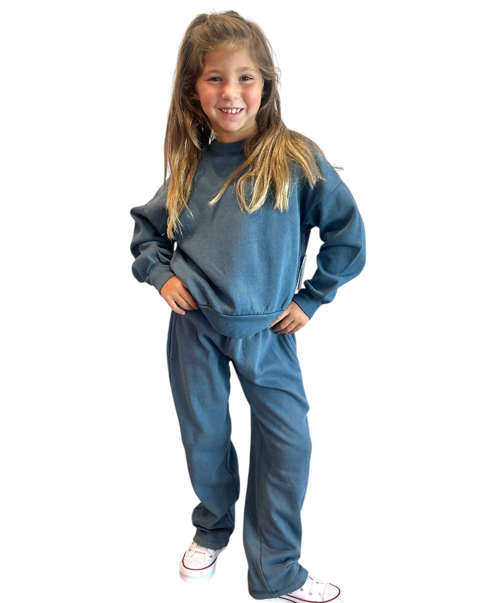 Washed Wide Leg Fleece Pant
