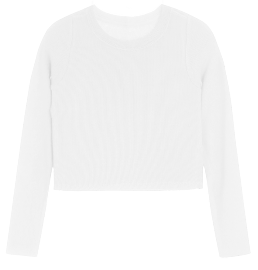 White Long Sleeve Ribbed Top