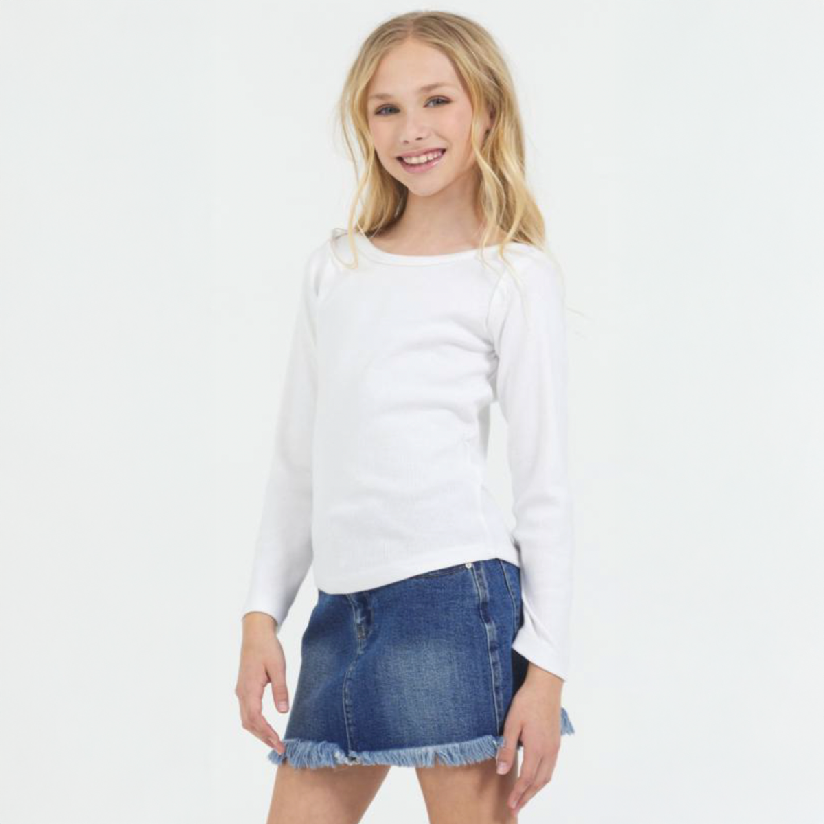 White Boatneck Ribbed Tee