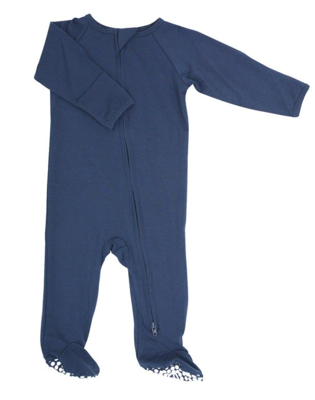 Navy Blue Zipper Footie