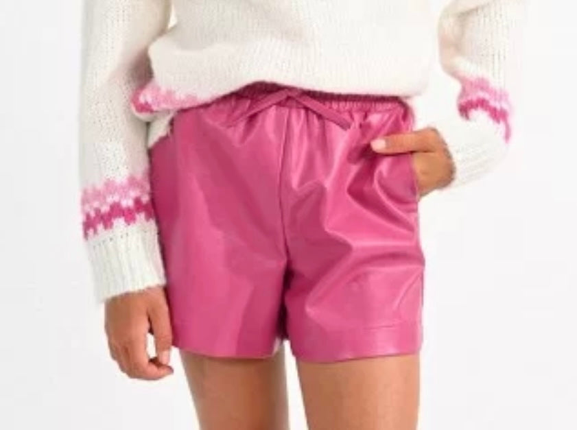 Pink Vegan Leather Short