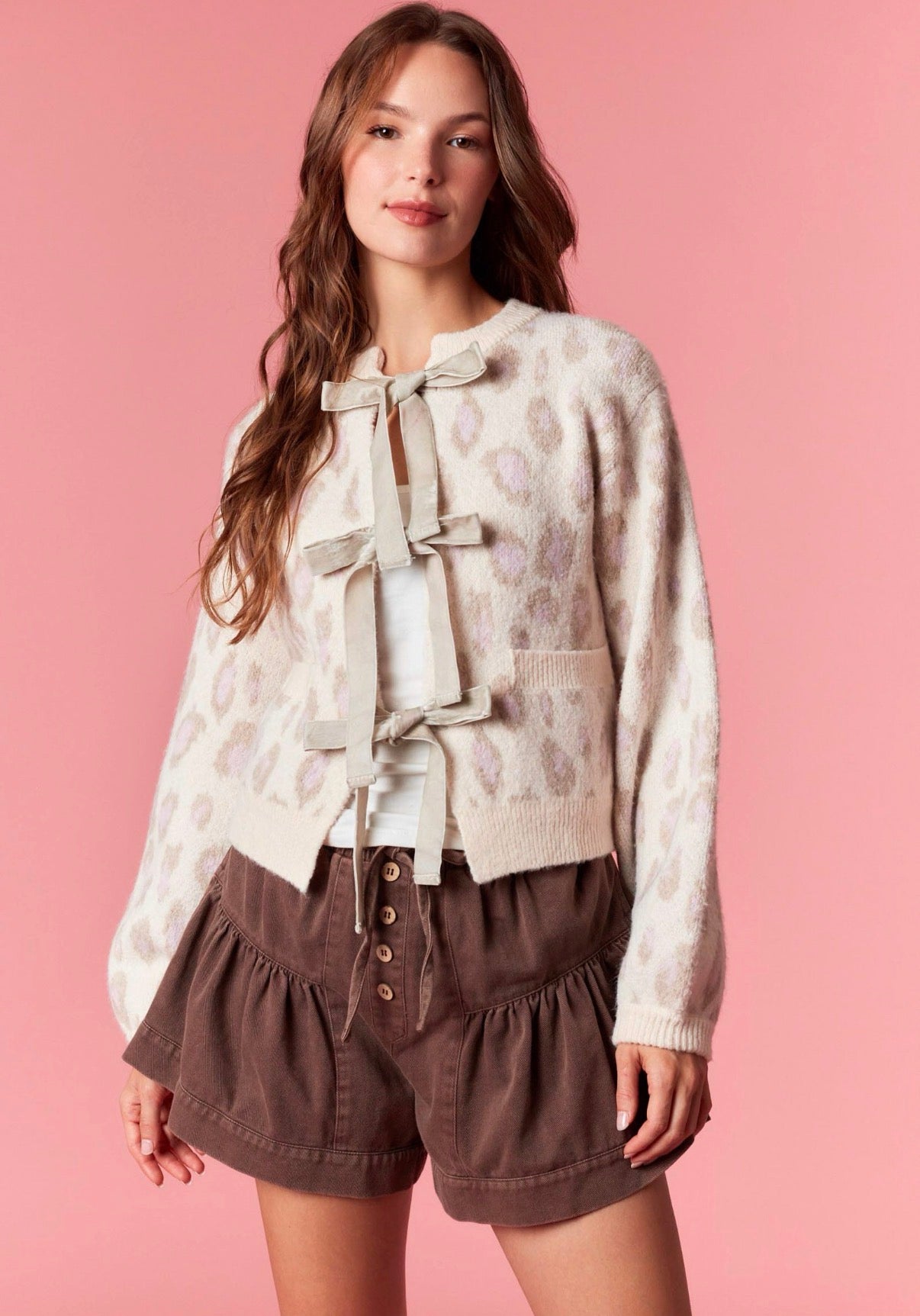 Leopard Print Tie Front Jacket