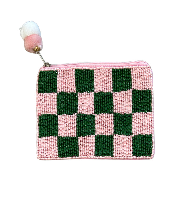 Pink/Green Checker Pouch