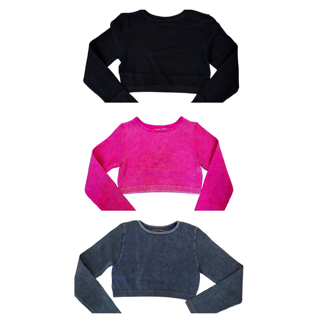 Long Sleeve Ribbed Cropped Top