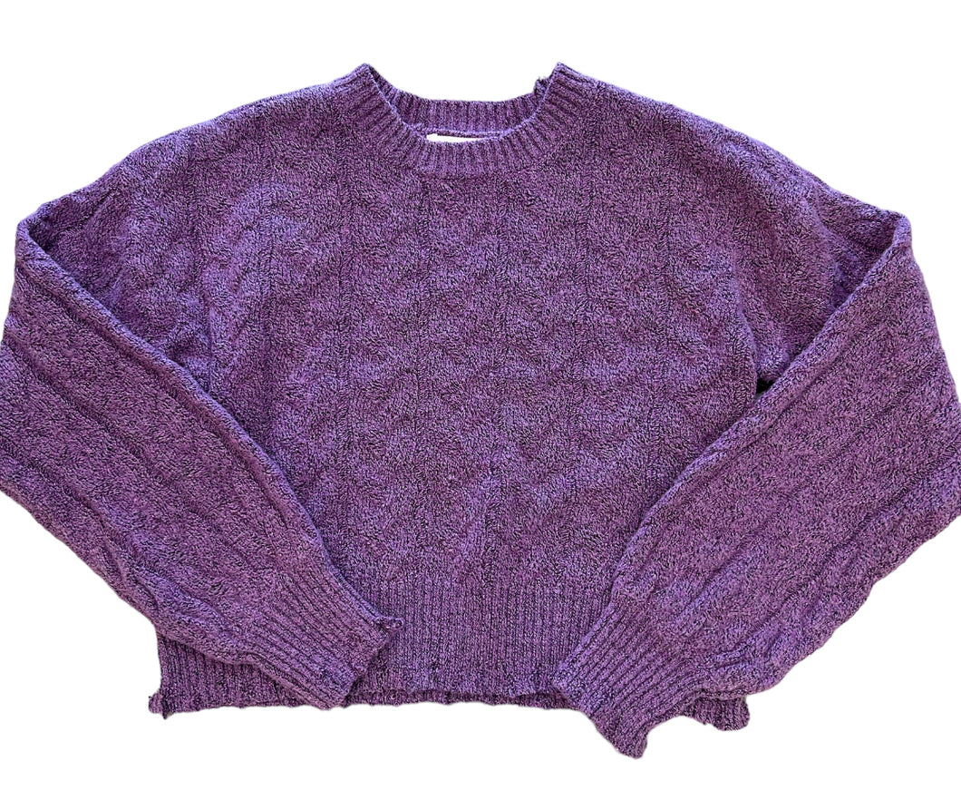 Heathered Purple Frayed Sweater