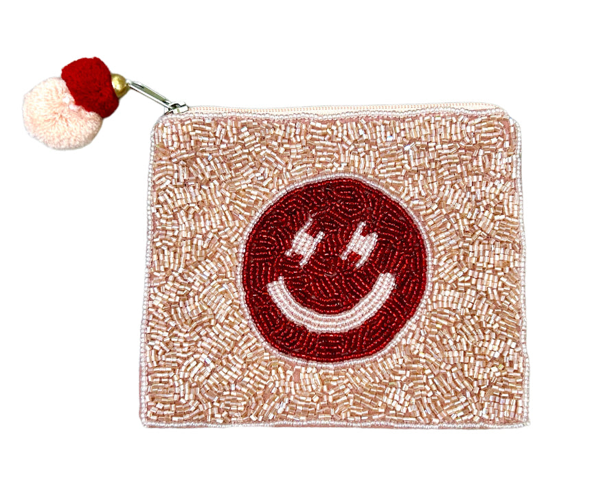 Pink Smiley Red Face Pouch