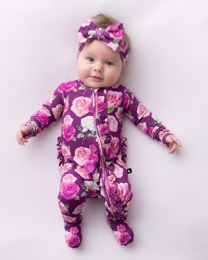 Amara Ruffled Zippered Footie