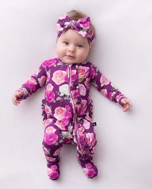 Amara Ruffled Zippered Footie