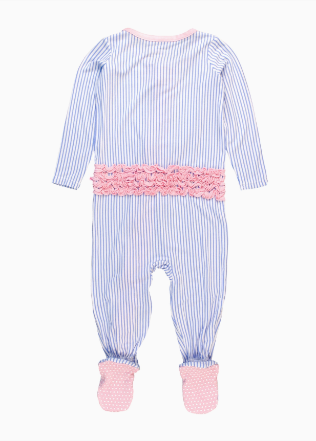 Periwinkle & White Stripe Footie Pajama