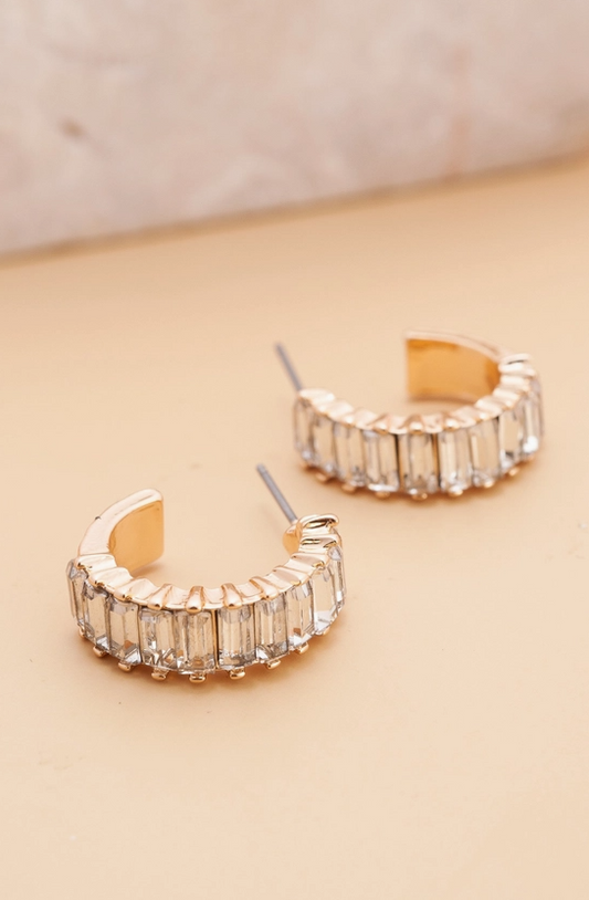 Baguette Stone Circle Hoop Earring