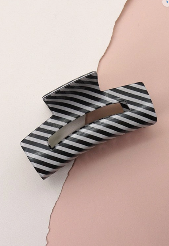 Striped Resin Hair Claw Clip