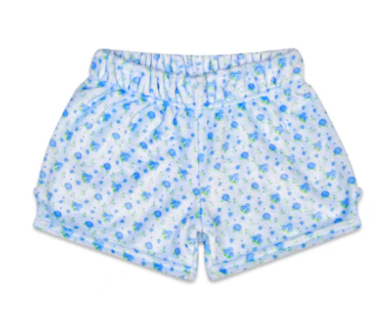 Blue Ditsy Plush Shorts