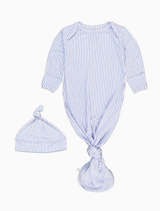 Periwinkle  & White Stripe Knot Gown