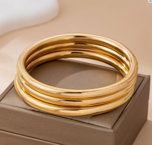 Chunky Triple Tube Bangle Set