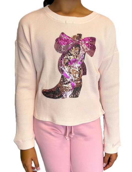 Sequins Western Boot Sweatshirt