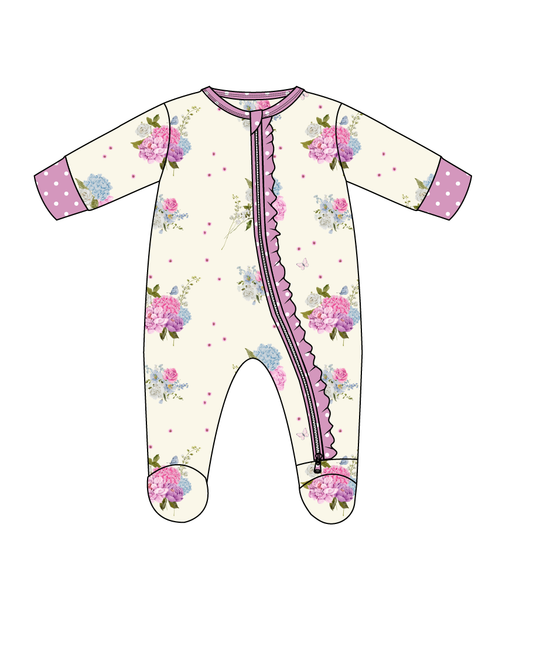 Elsie Ruffled Zipper Footie