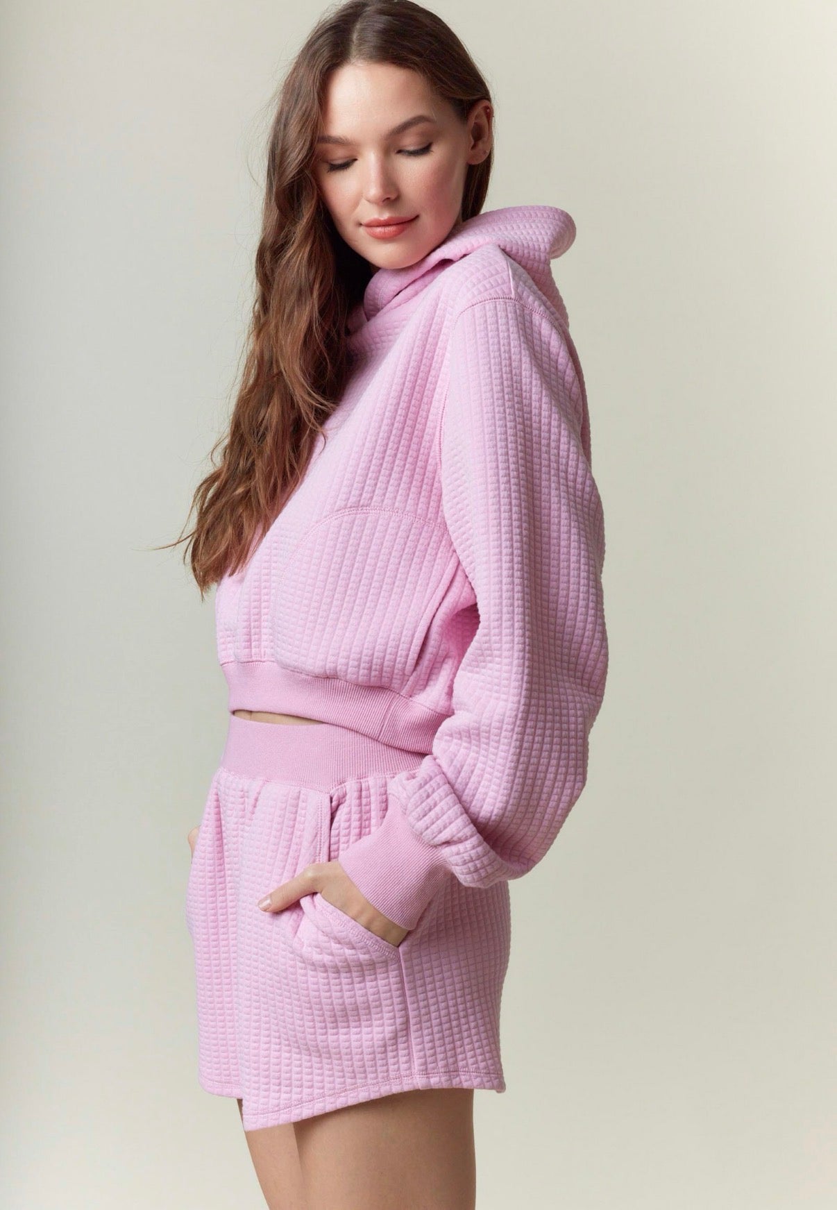 Quilted Pink Hoodie