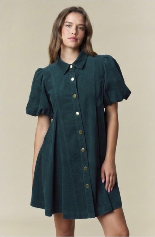 Button Up Dress In Teal
