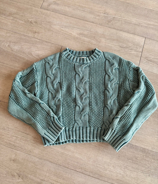 Cable Knit Teal Sweater