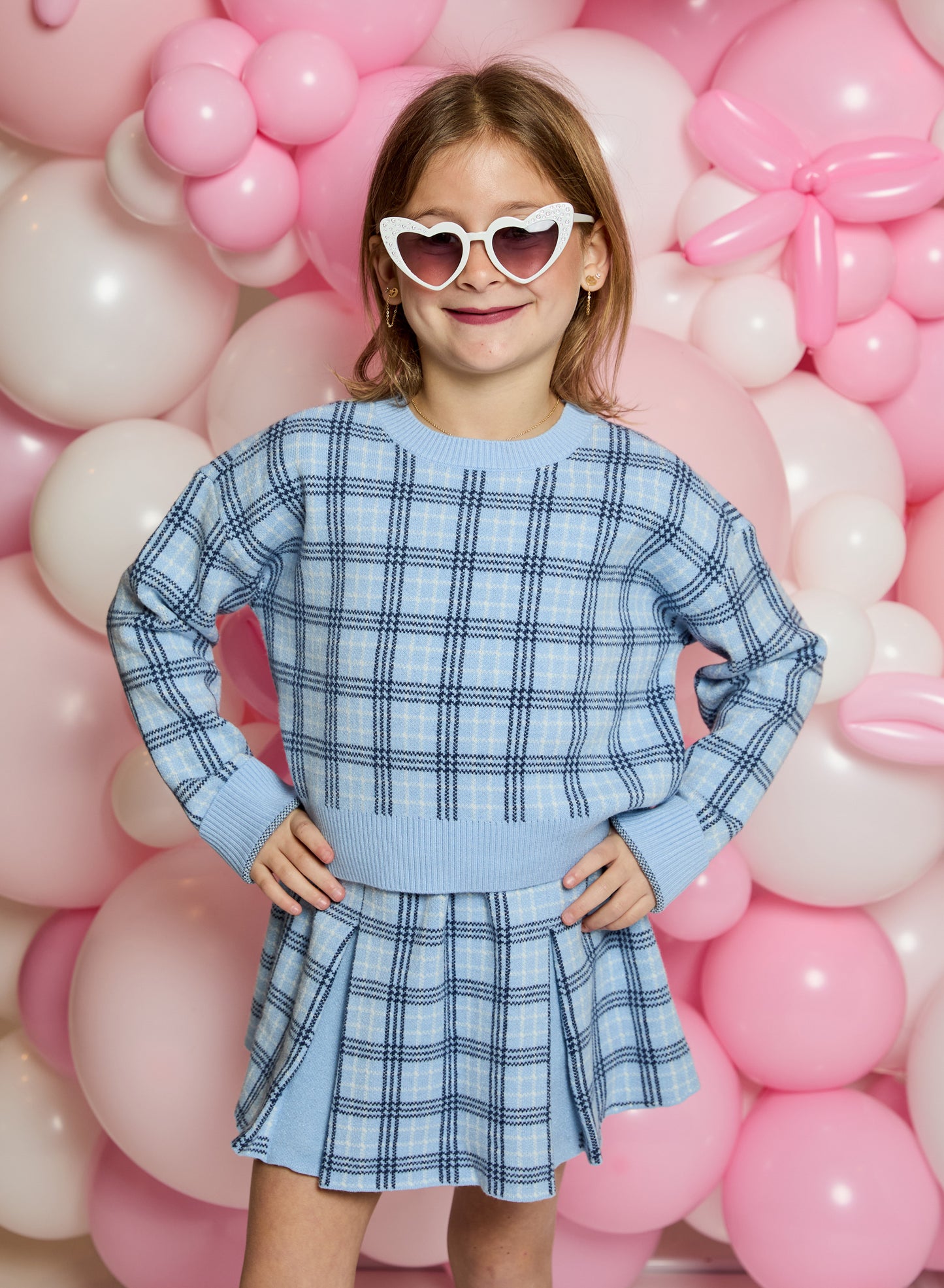 Blue Plaid Pleated Skirt