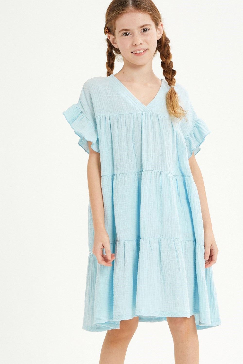 Ruffle Sleeve Gauze Dress